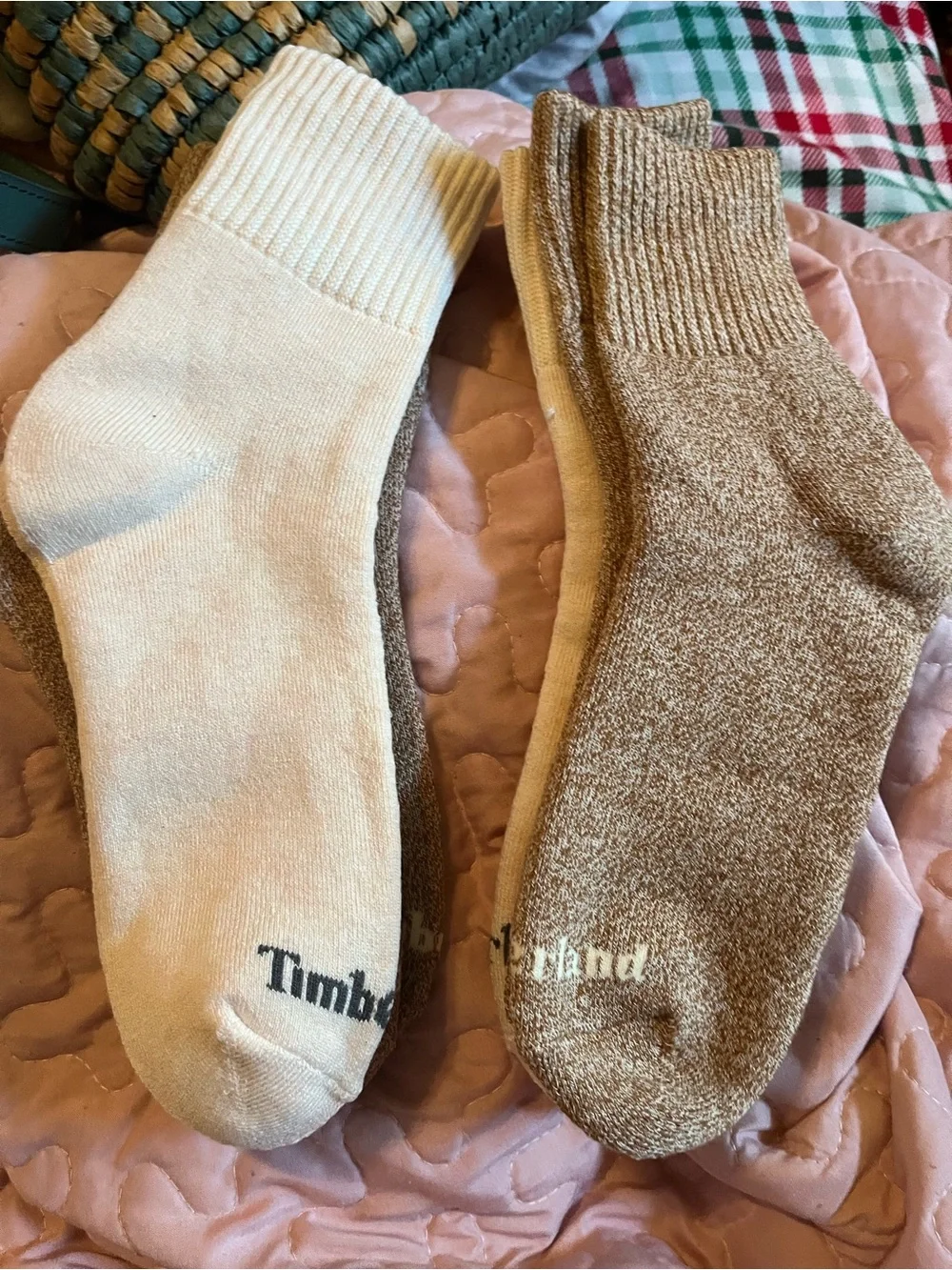 Timberland Men's Crew Sock Duo in Cream and Brown Heather 4 pairs